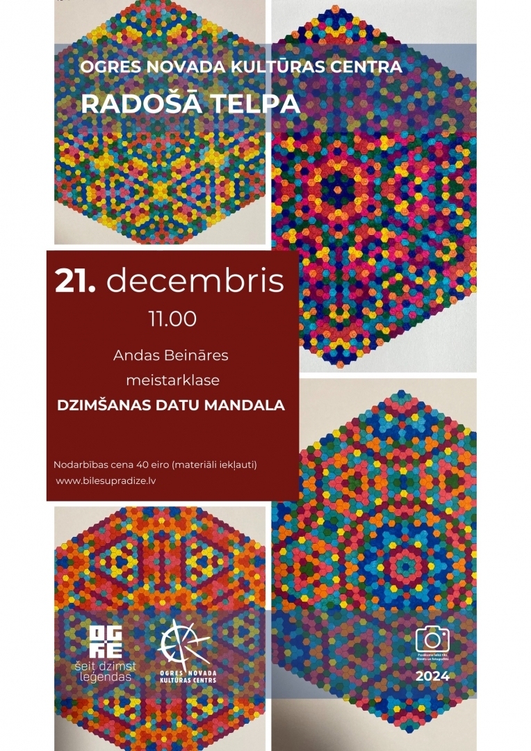 21.decembrī Radošajā telpā pl. 11.00 Andas Beināres meistarklase - Dzimšanas datu mandalas veidošana 