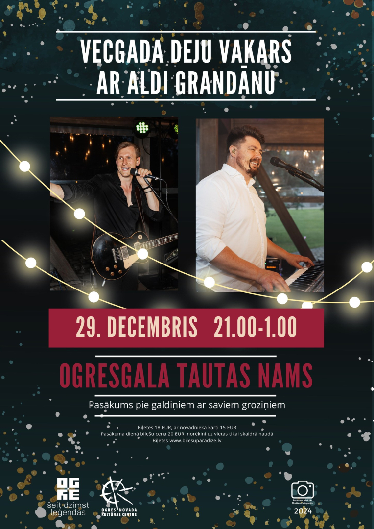 Vecgada deju vakars ar Aldi Grandānu Ogresgala Tautas namā 29.decembrī pl. 21.00-1.00