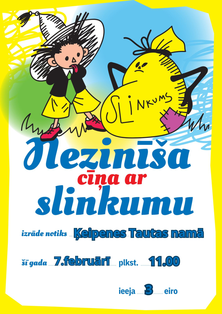 Izrāde bērniem Nezinīša cīņa ar slinkumu Ķeipenes Tautas namā 7.februārī pl. 11