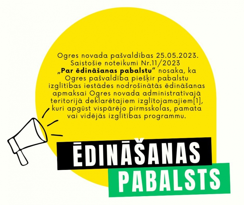 Informācija par iespēju saņemt ēdināšanas pabalstu