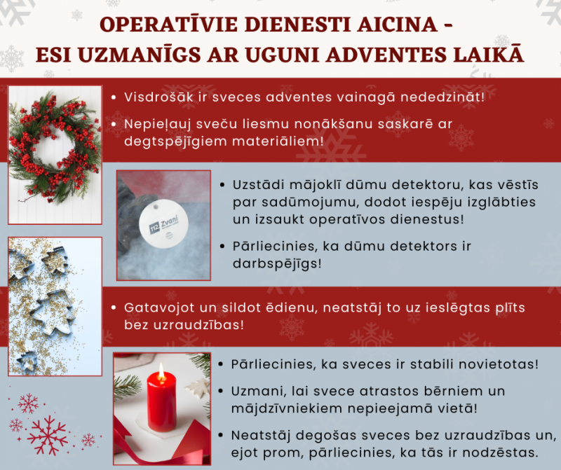 Operatīvie dienesti aicina - esi uzmanīgs ar uguni Adventes laikā