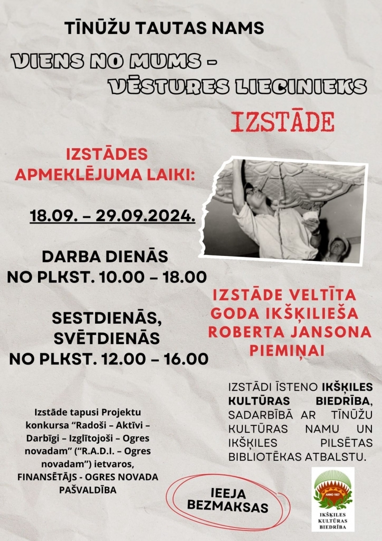 Izstādes "Viens no mums - vēstules liecinieks" afiša Tīnūži