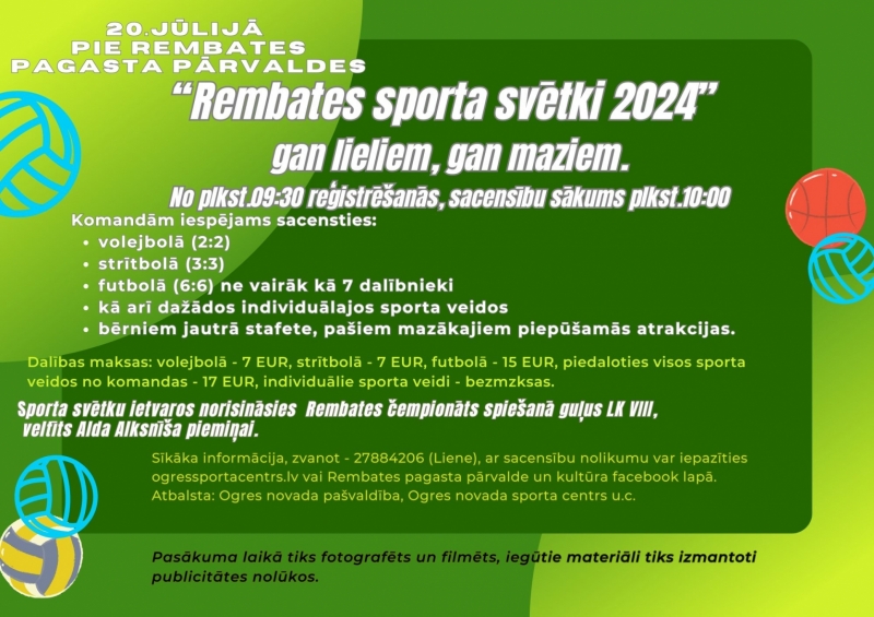 Afiša Rembates sporta spēlēm 2024