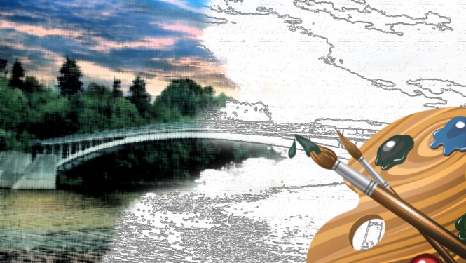 Zīmēts Ogres arkveida tilts