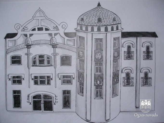 Ogres novada vizuālās mākslas olimpiādes "Rīgas arhitektūra" darbi