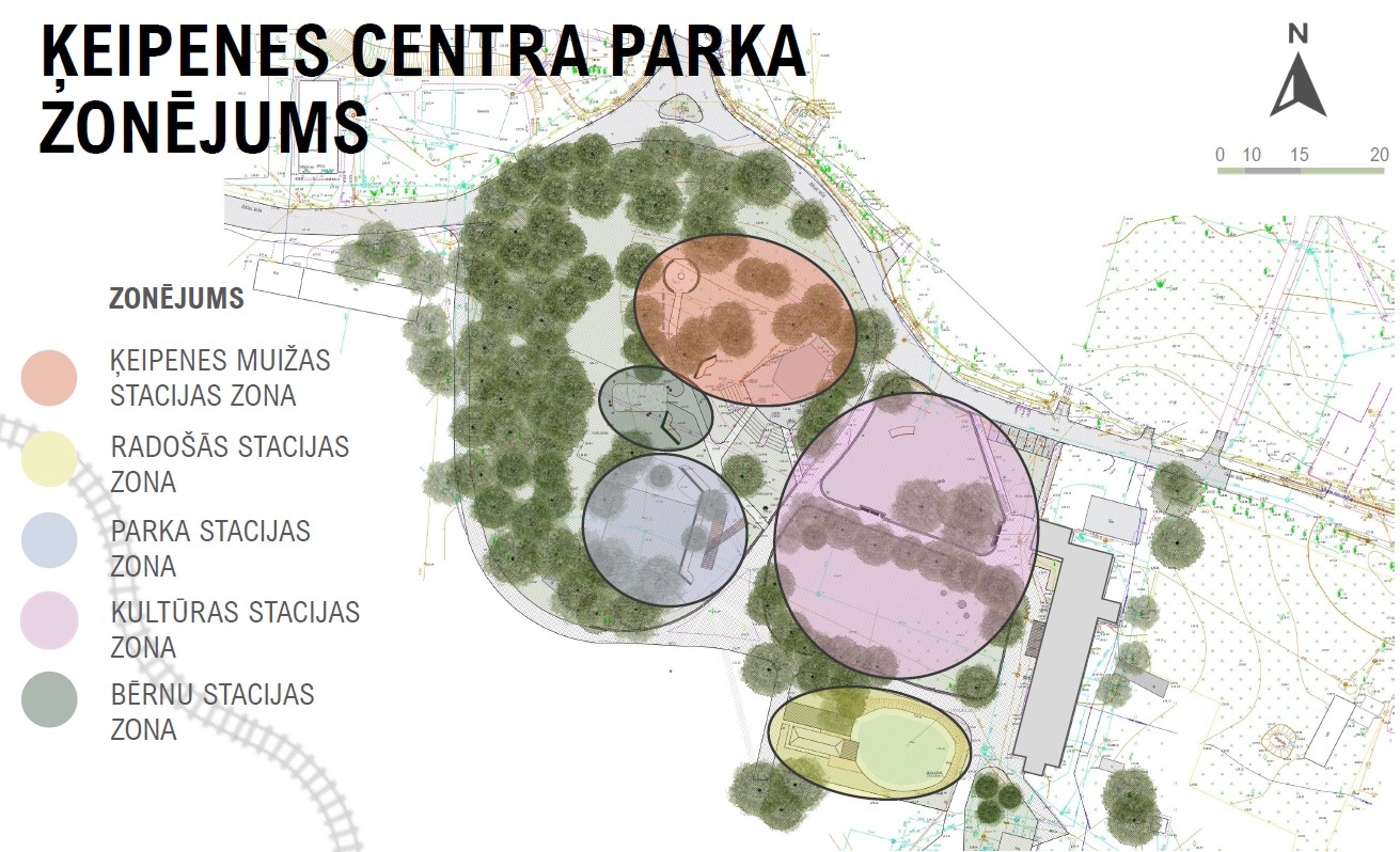 Izstrādātā vizualizācija: Ķeipenes centra parka zonējums