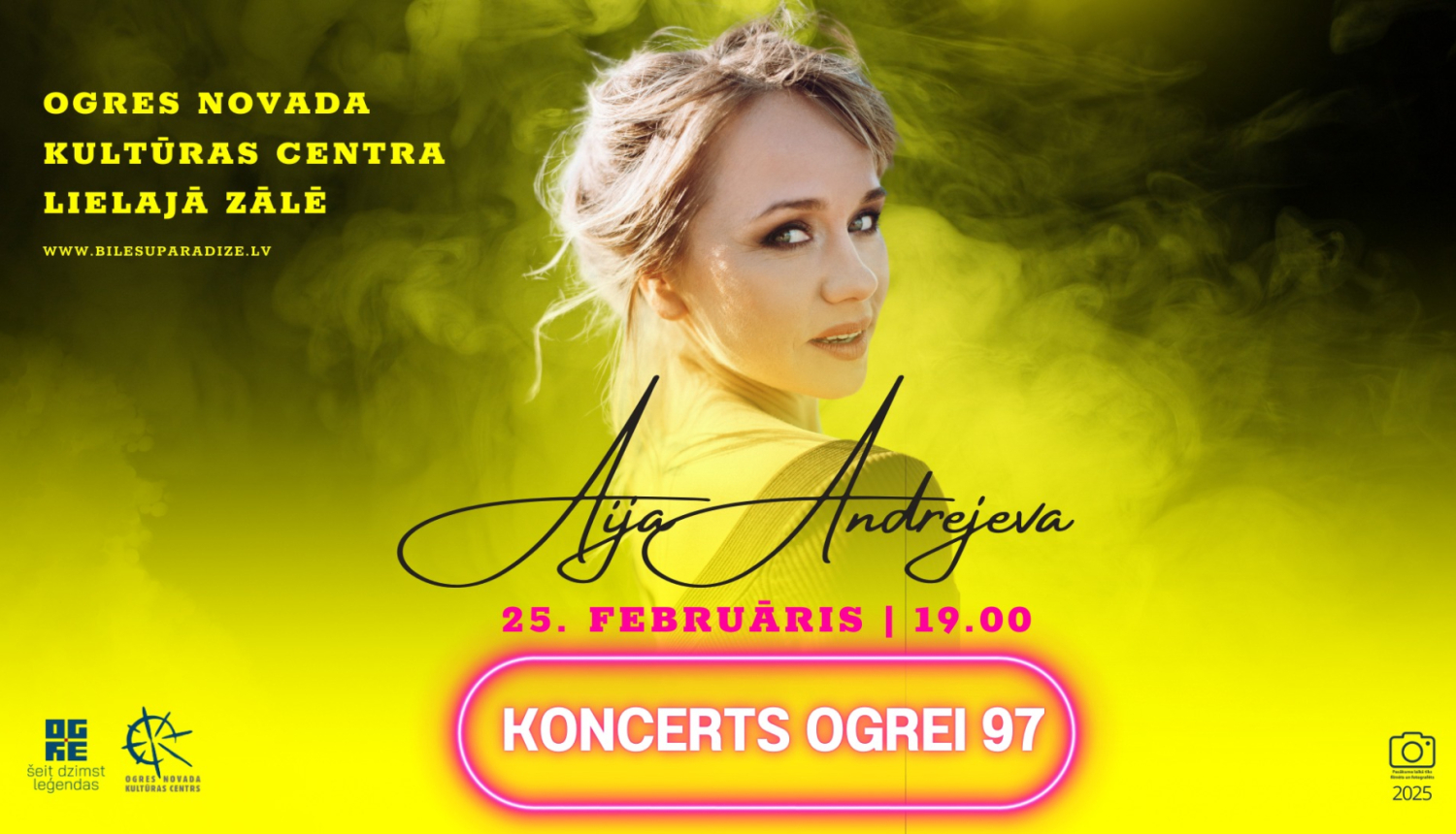 AIJA ANDREJEVA | Koncerts OGREI 97 Ogres novada Kultūras centrā 25.februārī pl.19.00