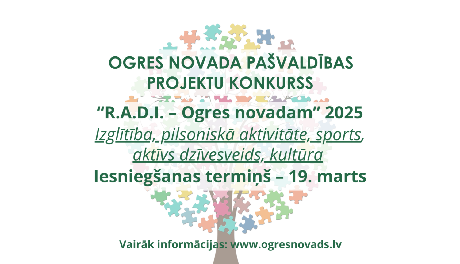 Ogres novada pašvaldības projektu konkurss "R.A.D.I. - Ogres novadam" 2025