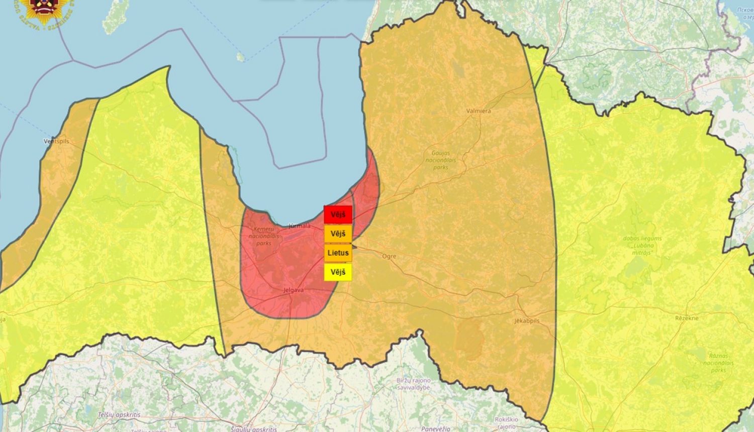 Latvijas karte ar negaisa brīdinājumiem 28.07.2024.