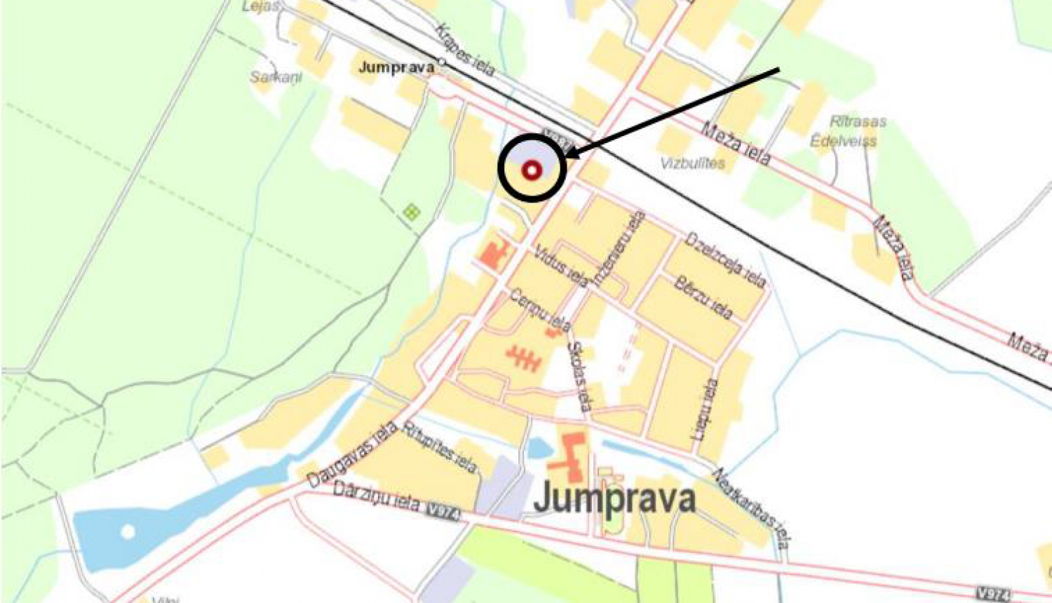 Izsole garažai Jumpravā - atrašanās vieta kartē